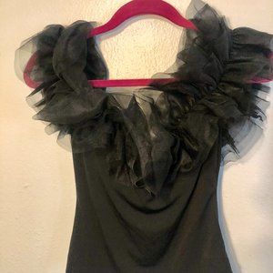 Black ruffle-trim top SHEIN Small